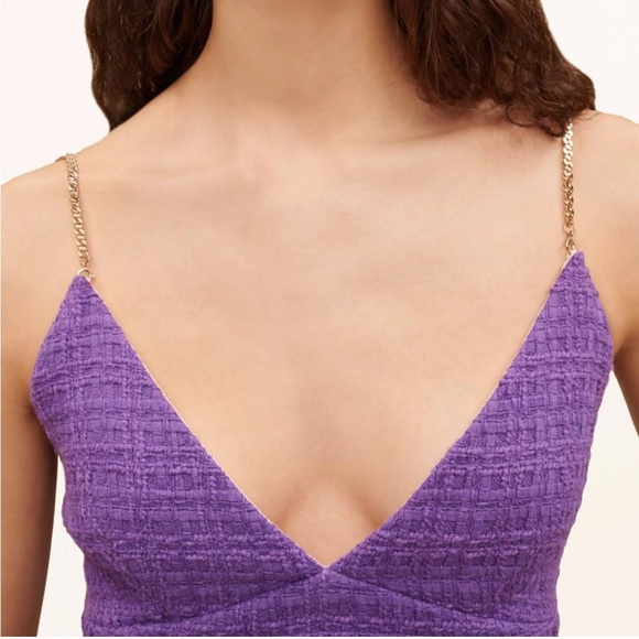 Maje Womens Lapraia Chain-Strap Tweed Top - Picture 6 of 9